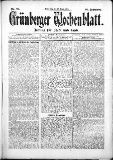 Grünberger Wochenblatt: Zeitung für Stadt und Land, No. 99. (18. August 1910)