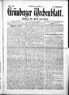 Grünberger Wochenblatt: Zeitung für Stadt und Land, No. 103. (27. August 1910)