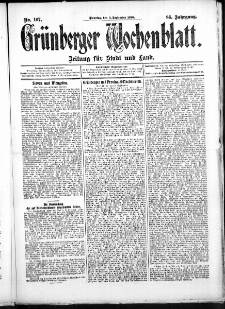 Grünberger Wochenblatt: Zeitung für Stadt und Land, No. 107. (6. September 1910)