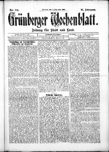 Grünberger Wochenblatt: Zeitung für Stadt und Land, No. 110. (13. September 1910)