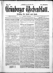 Grünberger Wochenblatt: Zeitung für Stadt und Land, No. 112. (17. September 1910)