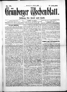 Grünberger Wochenblatt: Zeitung für Stadt und Land, No. 119. (4. Oktober 1910)