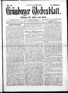 Grünberger Wochenblatt: Zeitung für Stadt und Land, No. 124. (15. Oktober 1910)