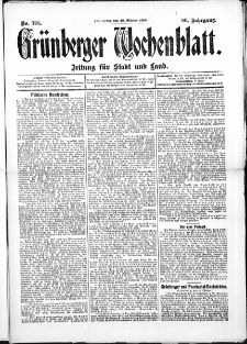 Grünberger Wochenblatt: Zeitung für Stadt und Land, No. 126. (20. Oktober 1910)