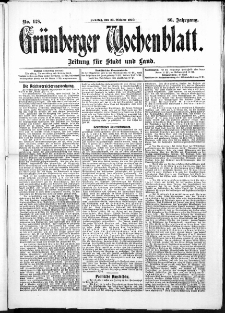 Grünberger Wochenblatt: Zeitung für Stadt und Land, No. 128. (25. Oktober 1910)