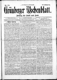 Grünberger Wochenblatt: Zeitung für Stadt und Land, No. 129. (27. Oktober 1910)