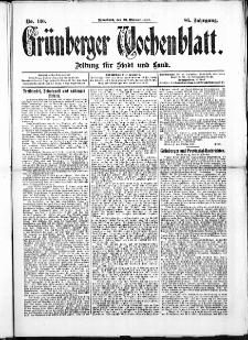 Grünberger Wochenblatt: Zeitung für Stadt und Land, No. 130. (29. Oktober 1910)