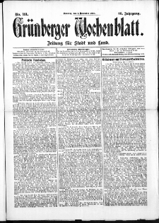 Grünberger Wochenblatt: Zeitung für Stadt und Land, No. 131. (1. November 1910)