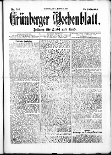 Grünberger Wochenblatt: Zeitung für Stadt und Land, No. 132. (3. November 1910)