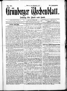 Grünberger Wochenblatt: Zeitung für Stadt und Land, No. 134. (8. November 1910)