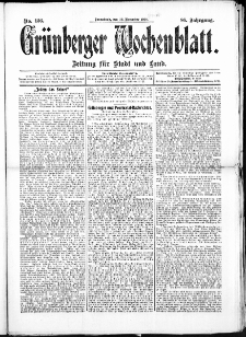 Grünberger Wochenblatt: Zeitung für Stadt und Land, No. 136. (12. November 1910)