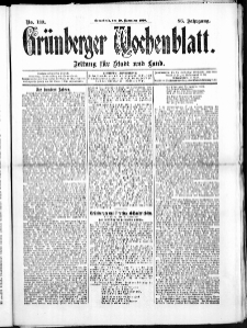 Grünberger Wochenblatt: Zeitung für Stadt und Land, No. 139. (19. November 1910)