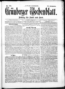 Grünberger Wochenblatt: Zeitung für Stadt und Land, No. 140. (22. November 1910)