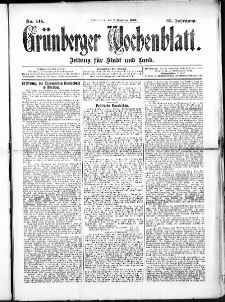 Grünberger Wochenblatt: Zeitung für Stadt und Land, No. 144. (1. Dezember 1910)