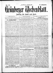 Grünberger Wochenblatt: Zeitung für Stadt und Land, No. 145. (3. Dezember 1910)