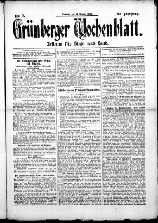 Grünberger Wochenblatt: Zeitung für Stadt und Land, No. 6. (14. Januar 1913)