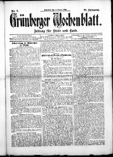 Grünberger Wochenblatt: Zeitung für Stadt und Land, No. 8. (18. Januar 1913)