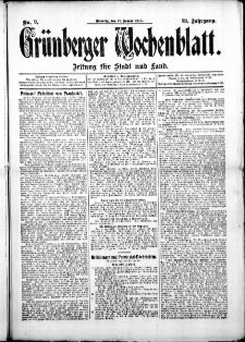 Grünberger Wochenblatt: Zeitung für Stadt und Land, No. 9. (21. Januar 1913)