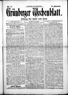 Grünberger Wochenblatt: Zeitung für Stadt und Land, No. 10. (23. Januar 1913)
