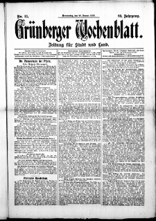 Grünberger Wochenblatt: Zeitung für Stadt und Land, No. 13. (30. Januar 1913)