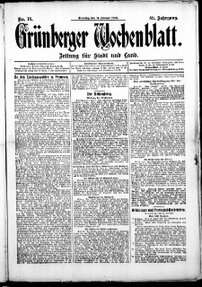 Grünberger Wochenblatt: Zeitung für Stadt und Land, No. 18. (11. Februar 1913)