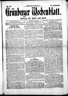 Grünberger Wochenblatt: Zeitung für Stadt und Land, No. 36. (26. März 1913)