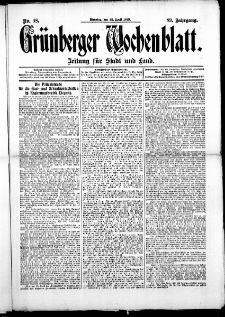 Grünberger Wochenblatt: Zeitung für Stadt und Land, No. 48. (22. April 1913)