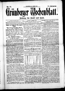 Grünberger Wochenblatt: Zeitung für Stadt und Land, No. 53. (3. Mai 1913)