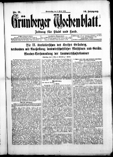 Grünberger Wochenblatt: Zeitung für Stadt und Land, No. 55. (8. Mai 1913)