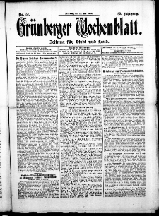 Grünberger Wochenblatt: Zeitung für Stadt und Land, No. 57. (14. Mai 1913)