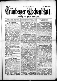 Grünberger Wochenblatt: Zeitung für Stadt und Land, No. 58. (15. Mai 1913)