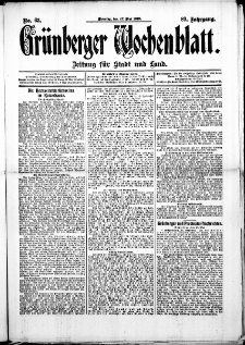 Grünberger Wochenblatt: Zeitung für Stadt und Land, No. 63. (27. Mai 1913)