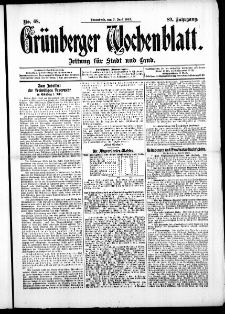 Grünberger Wochenblatt: Zeitung für Stadt und Land, No. 68. (7. Juni 1913)