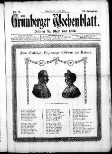 Grünberger Wochenblatt: Zeitung für Stadt und Land, No. 71. (14. Juni 1913)
