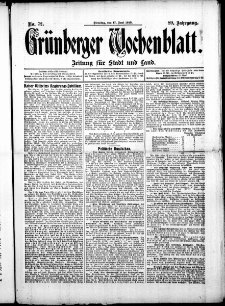 Grünberger Wochenblatt: Zeitung für Stadt und Land, No. 72. (17. Juni 1913)