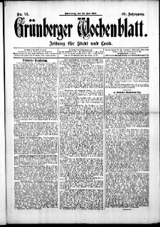 Grünberger Wochenblatt: Zeitung für Stadt und Land, No. 76. (26. Juni 1913)