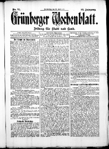 Grünberger Wochenblatt: Zeitung für Stadt und Land, No. 82. (10. Juli 1913)