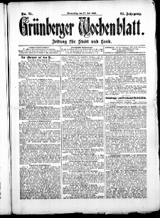 Grünberger Wochenblatt: Zeitung für Stadt und Land, No. 85. (17. Juli 1913)