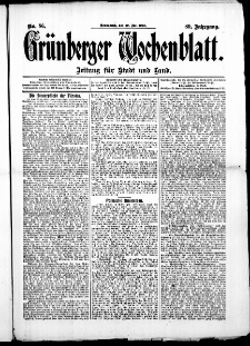 Grünberger Wochenblatt: Zeitung für Stadt und Land, No. 86. (19. Juli 1913)