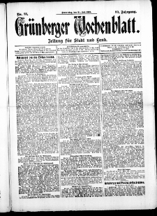 Grünberger Wochenblatt: Zeitung für Stadt und Land, No. 88. (24. Juli 1913)