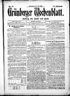 Grünberger Wochenblatt: Zeitung für Stadt und Land, No. 91. (31. Juli 1913)