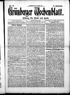 Grünberger Wochenblatt: Zeitung für Stadt und Land, No. 95. (9. August 1913)