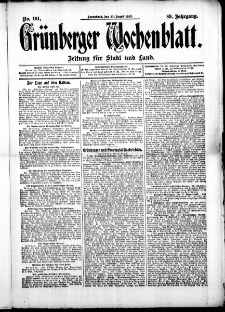 Grünberger Wochenblatt: Zeitung für Stadt und Land, No. 101. (23. August 1913)