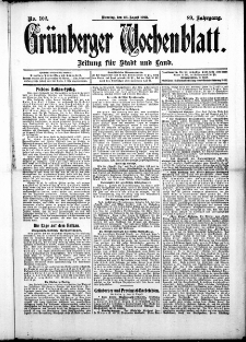 Grünberger Wochenblatt: Zeitung für Stadt und Land, No. 102. (26. August 1913)