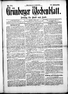 Grünberger Wochenblatt: Zeitung für Stadt und Land, No. 103. (28. August 1913)