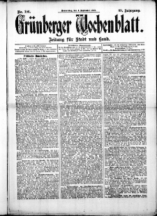 Grünberger Wochenblatt: Zeitung für Stadt und Land, No. 106. (4. September 1913)