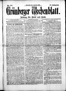 Grünberger Wochenblatt: Zeitung für Stadt und Land, No. 107. (6. September 1913)