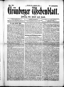 Grünberger Wochenblatt: Zeitung für Stadt und Land, No. 108. (9. September 1913)