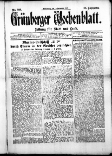 Grünberger Wochenblatt: Zeitung für Stadt und Land, No. 109. (11. September 1913)
