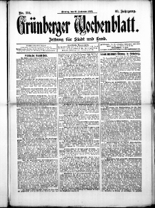 Grünberger Wochenblatt: Zeitung für Stadt und Land, No. 114. (23. September 1913)